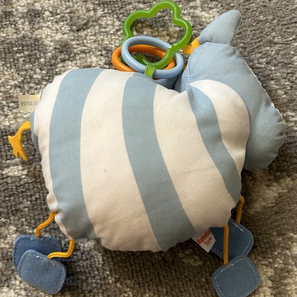 Manhattan Toy Co Plush Light Blue and White Happy Zebra Book and Attachment Ring - Picture 3 of 3
